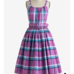 Annette Dress in Turquoise Plaid